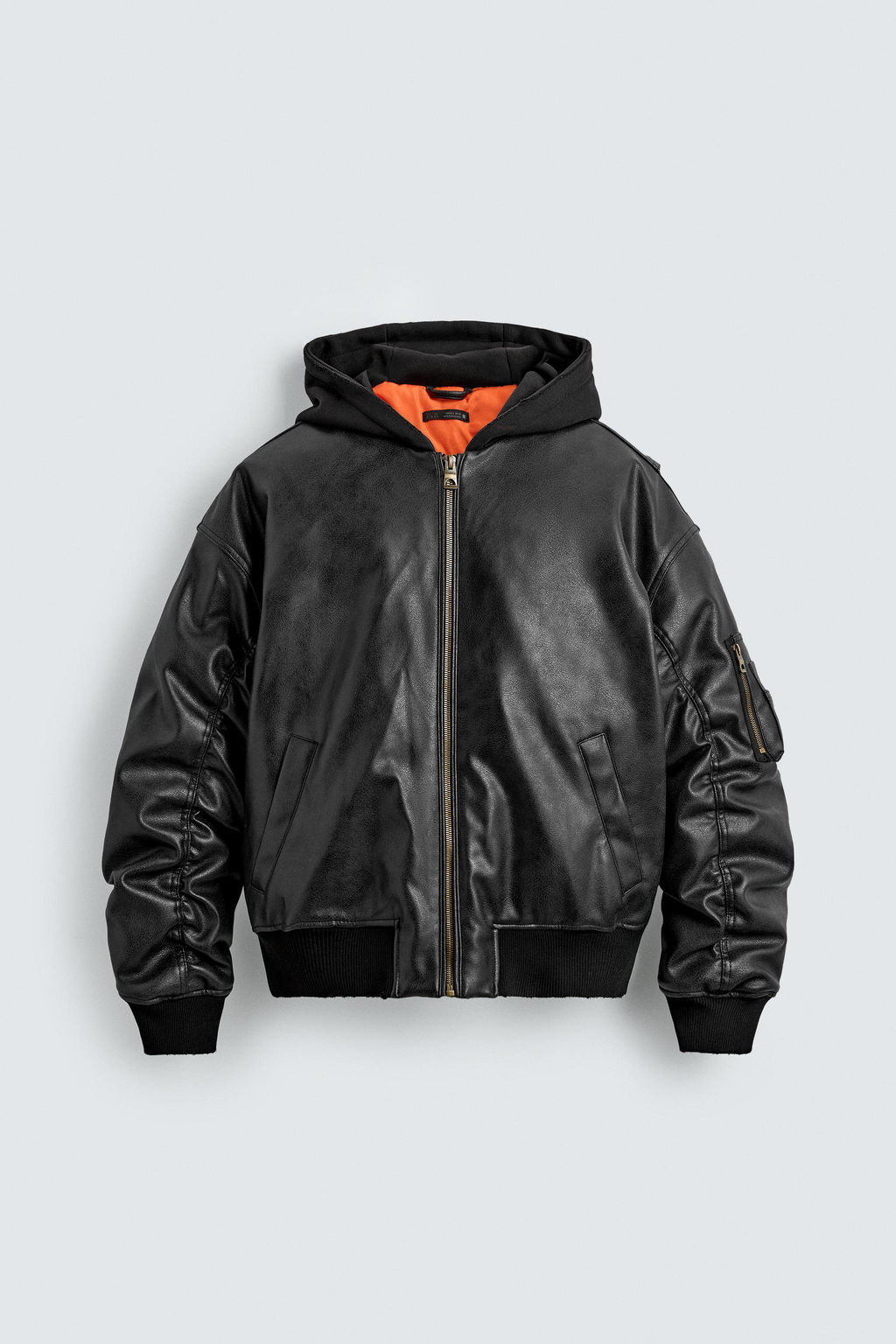 FAUX LEATHER JACKET WITH CONTRAST HOOD - Zara фото 8