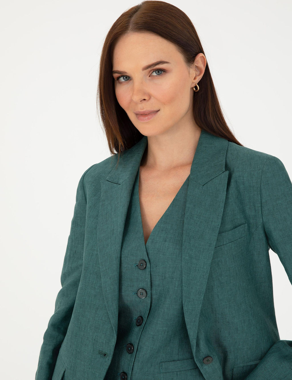 Ye_il Regular Fit Keten Ceket - Pierre cardin фото 2