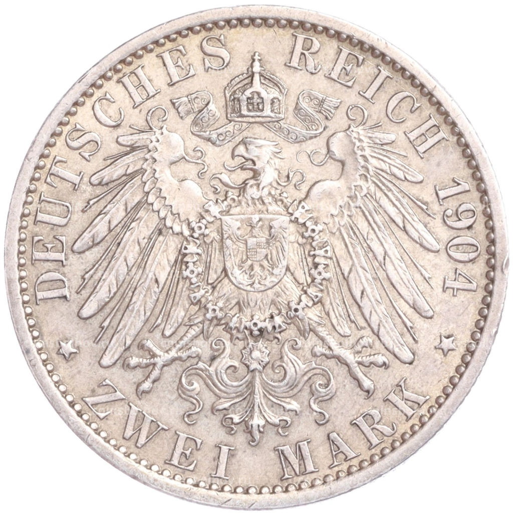 Монета 2 марки 1904 года A Германия (Мекленбург-Шверин) Свадьба Герцога Фридриха Франца IV