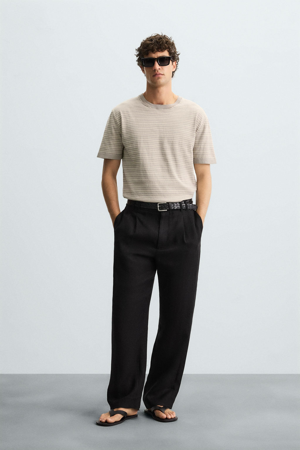 STRIPED KNITTED COTTON-LINEN T-SHIRT - Zara фото 8