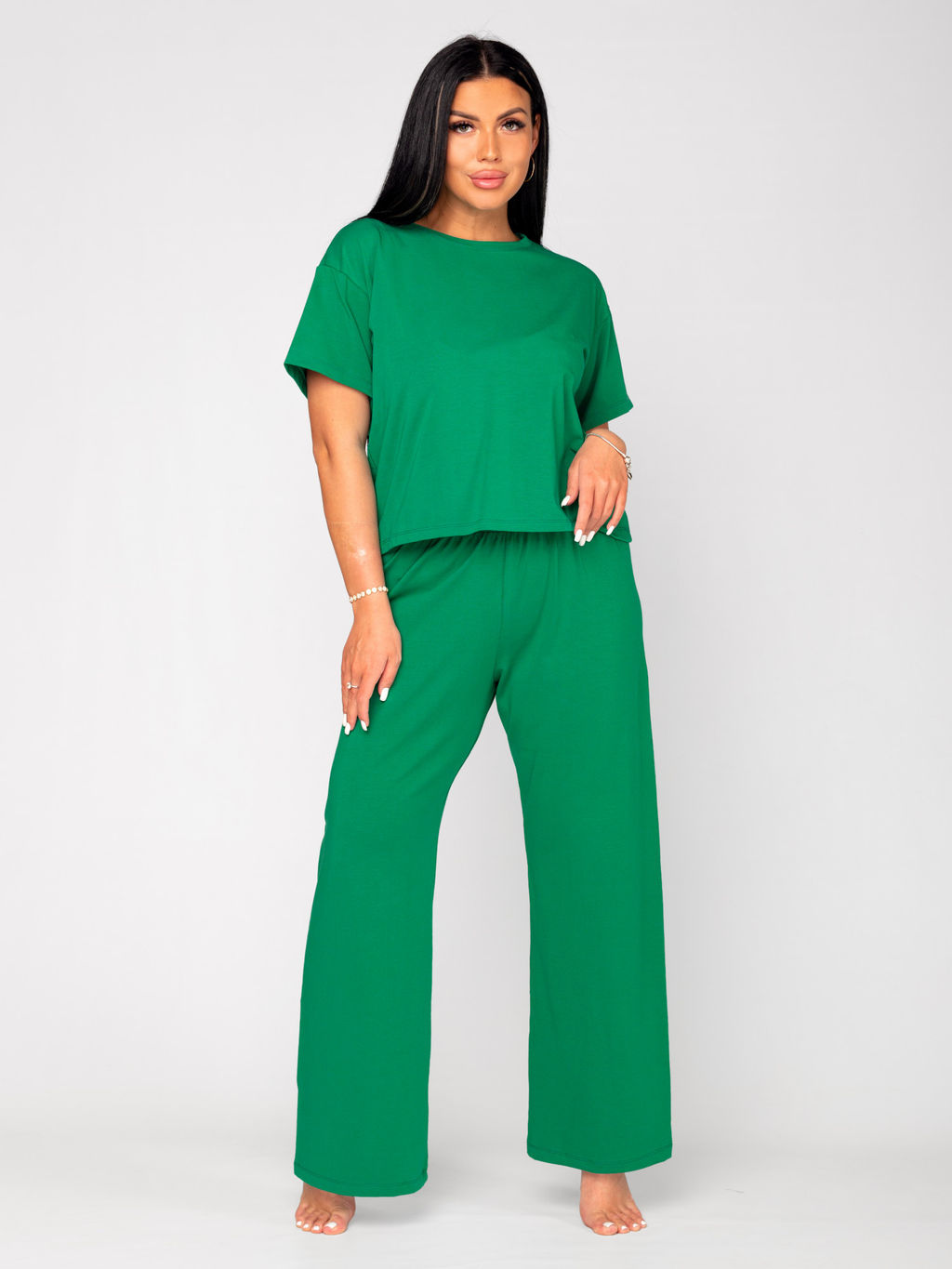 Костюм женский кулирка с брюками НИКОЛЬ ИЗУМРУД - Домтрик фото 2
