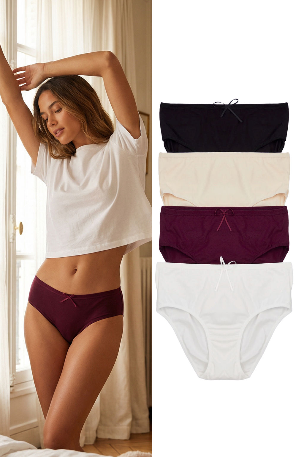 Trendyolmilla Siyah-Cok Renkli 4lu Paket Pamuklu Kurdele/Fiyonk Detayl? Hipster Orme Kulot THMSS24KU00040  фото 11