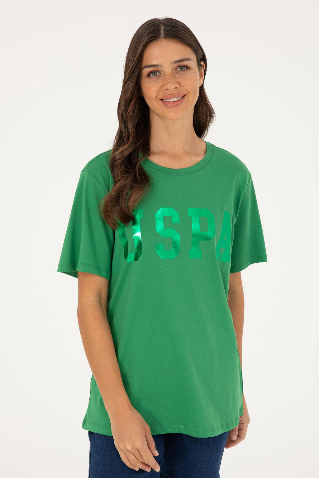 Женская зеленая базовая футболка - U.s. polo assn фото 3