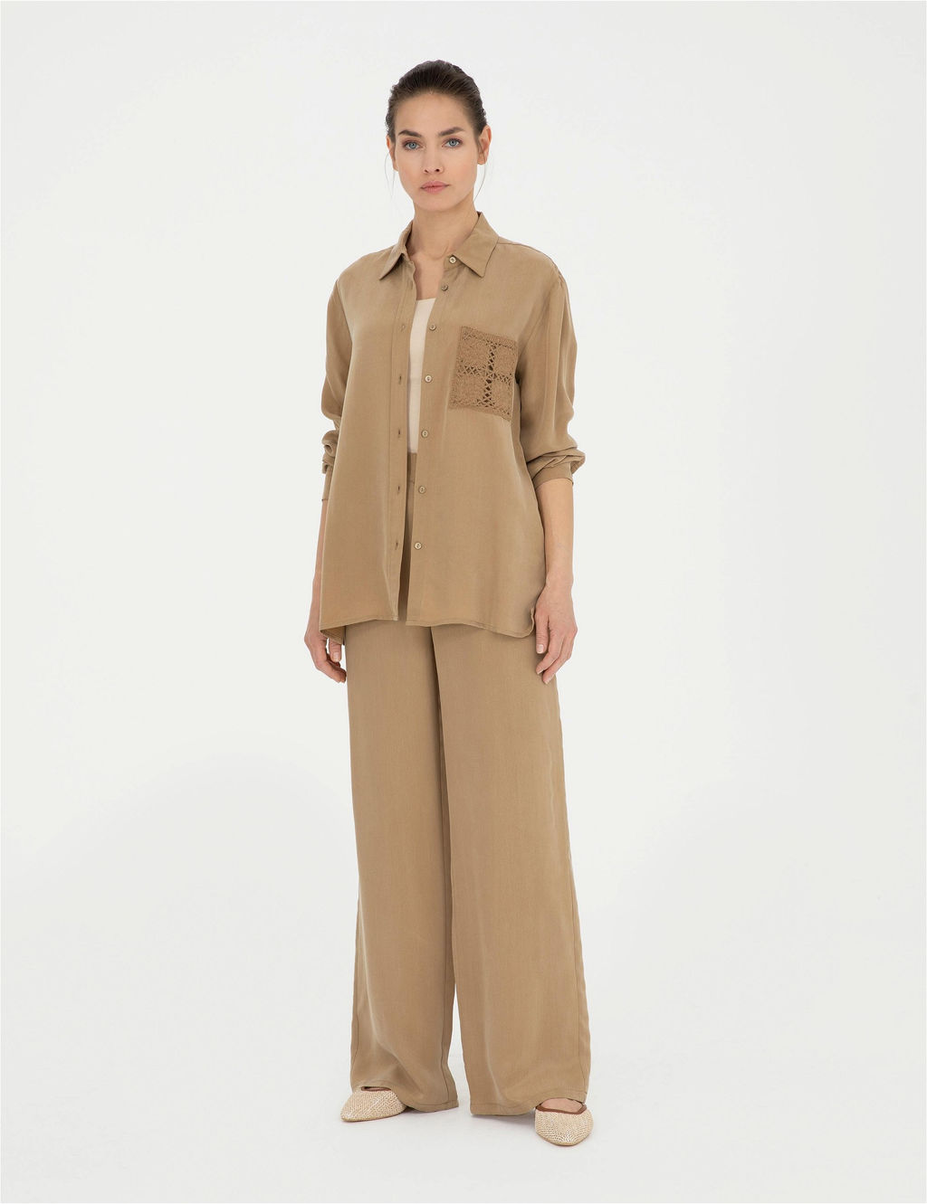 Bej Cupro Regular Fit Uzun Kollu G_mlek - Pierre cardin фото 4