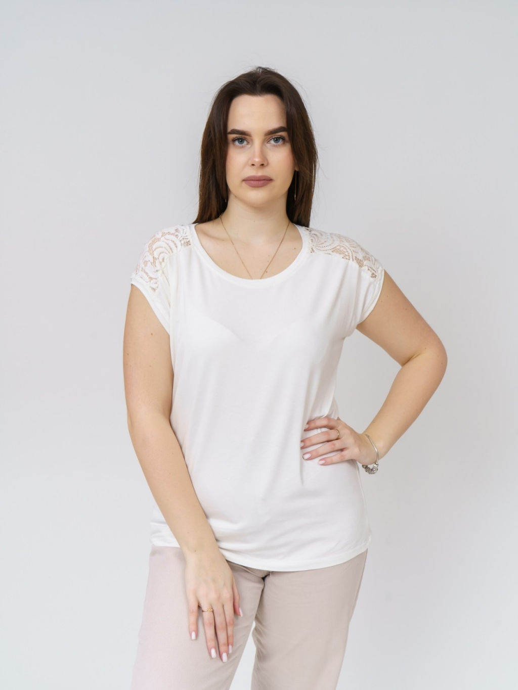 Футболка Кимоно-кружево Вискоза 95%, лайкра 5% - Ивассорти фото 2