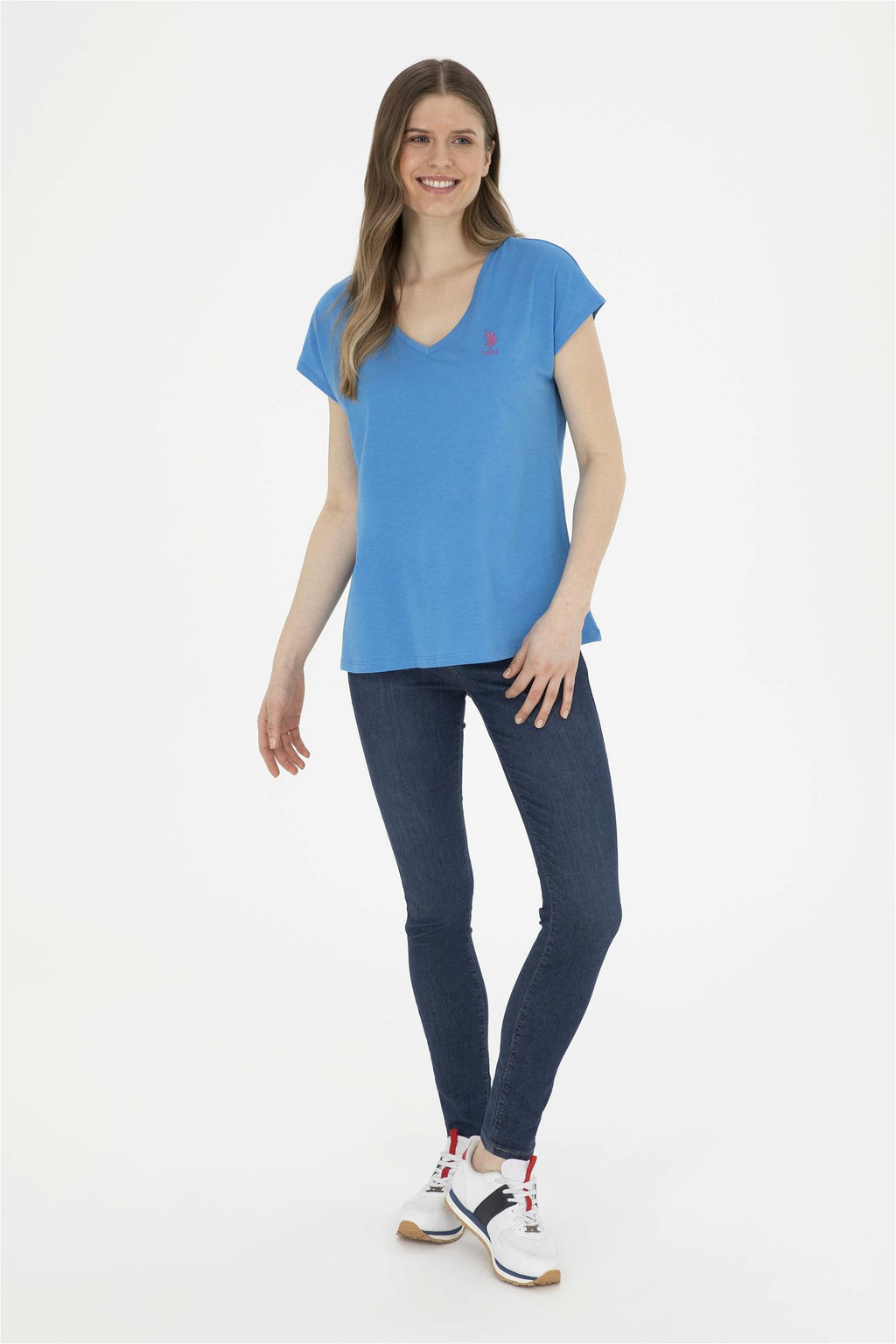 Женская базовая футболка Saks с v-образным вырезом Неожиданная скидка в корзине - U.s. polo assn фото 4