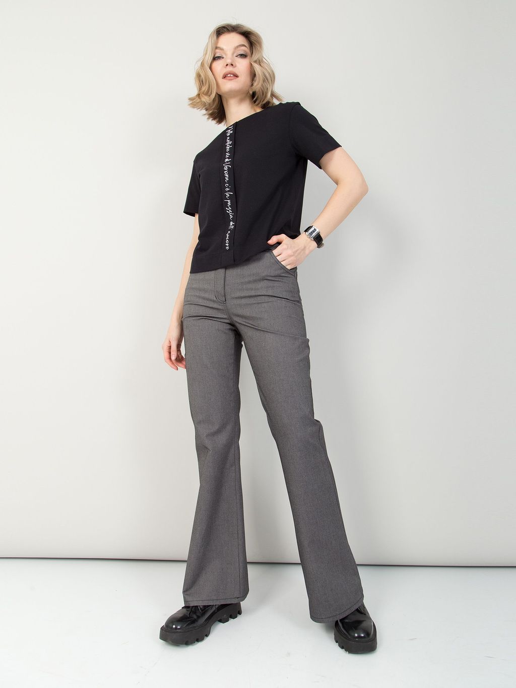 Брюки серые расклешенные - Stilla фото 3