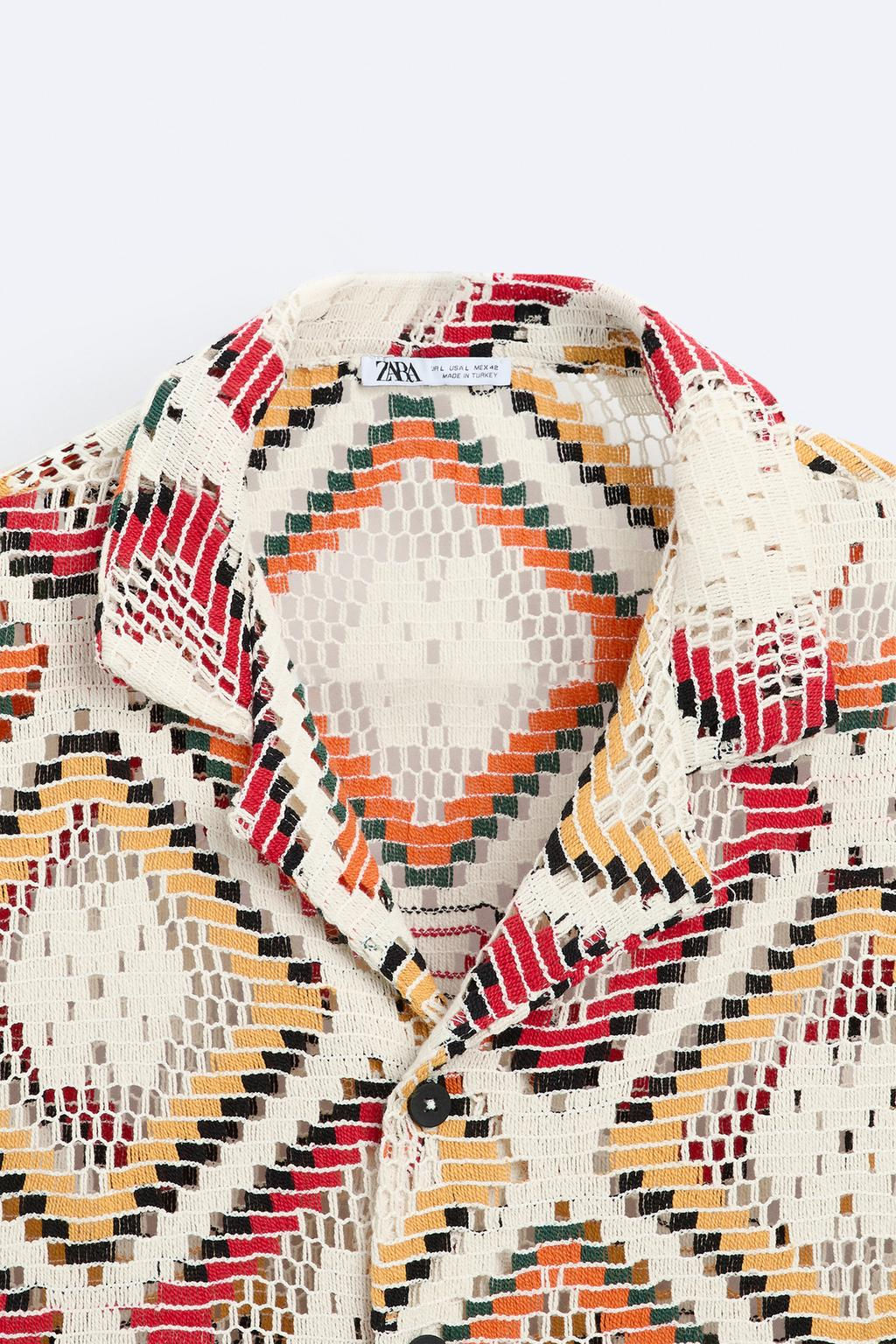 GEOMETRIC CROCHET SHIRT - Zara фото 8