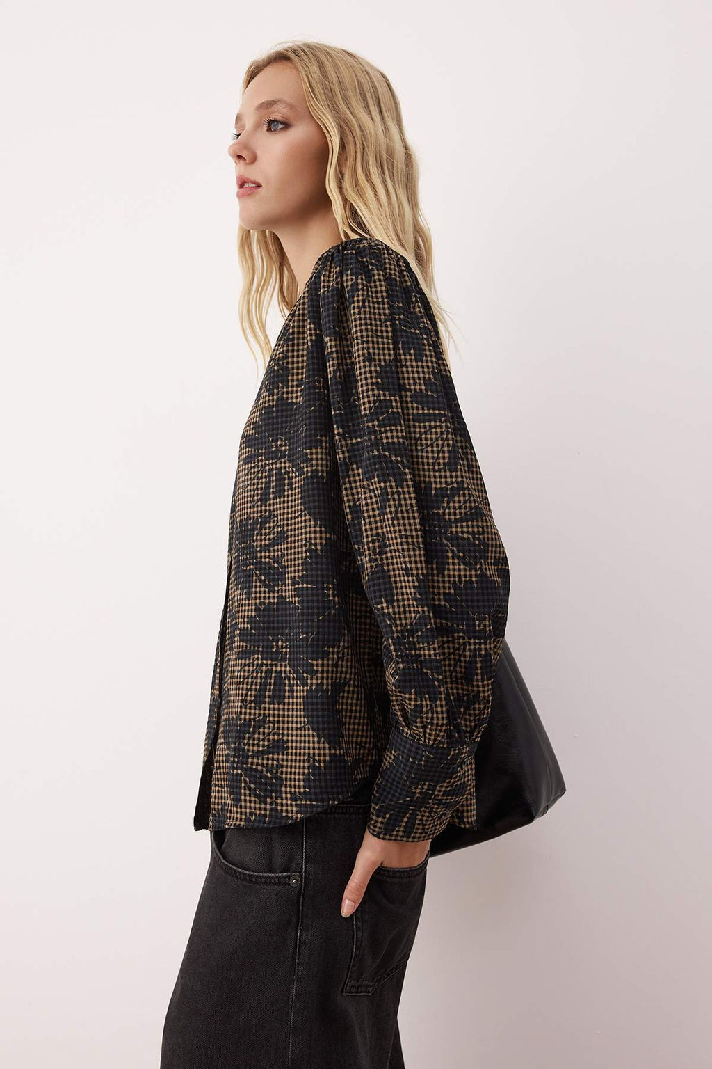 Cok Renkli Cicek Desenli Oversize/Genis Kal?p Boho Gomlek TWOAW26GO00037 TWOAW26GO00037