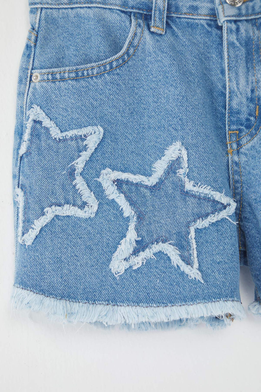 Ac?k Mavi K?z Cocuk %100 Pamuk Y?ld?z Detayl? Lastikli Denim Sort & Bermuda TKDSS25SR00035 - Trendyolmilla фото 2