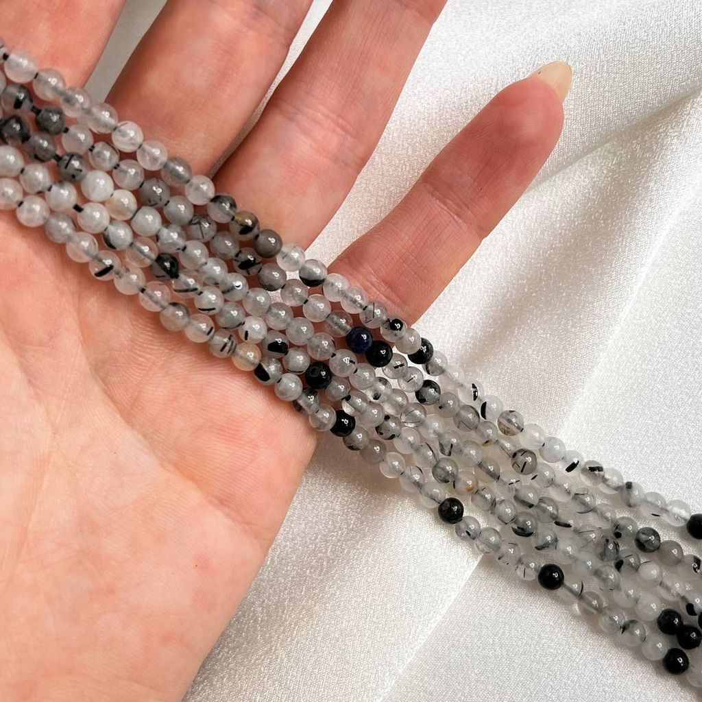 Бусины для украшений из Кварца с включением Турмалина 39 см