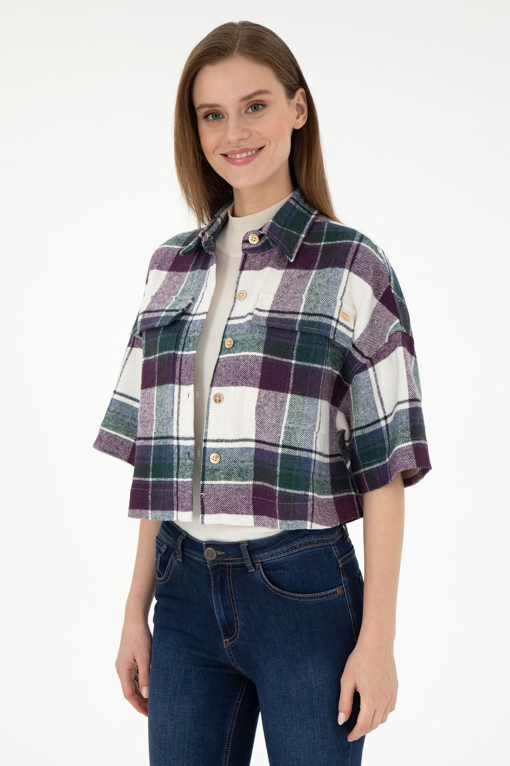 Женская фиолетовая рубашка с длинным рукавом Неожиданная скидка в корзине