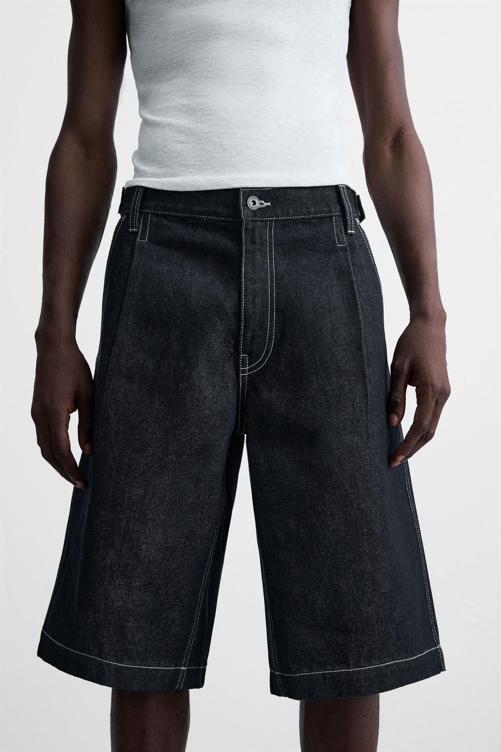 BELTED BAGGY FIT DENIM BERMUDA SHORTS - Zara фото 5