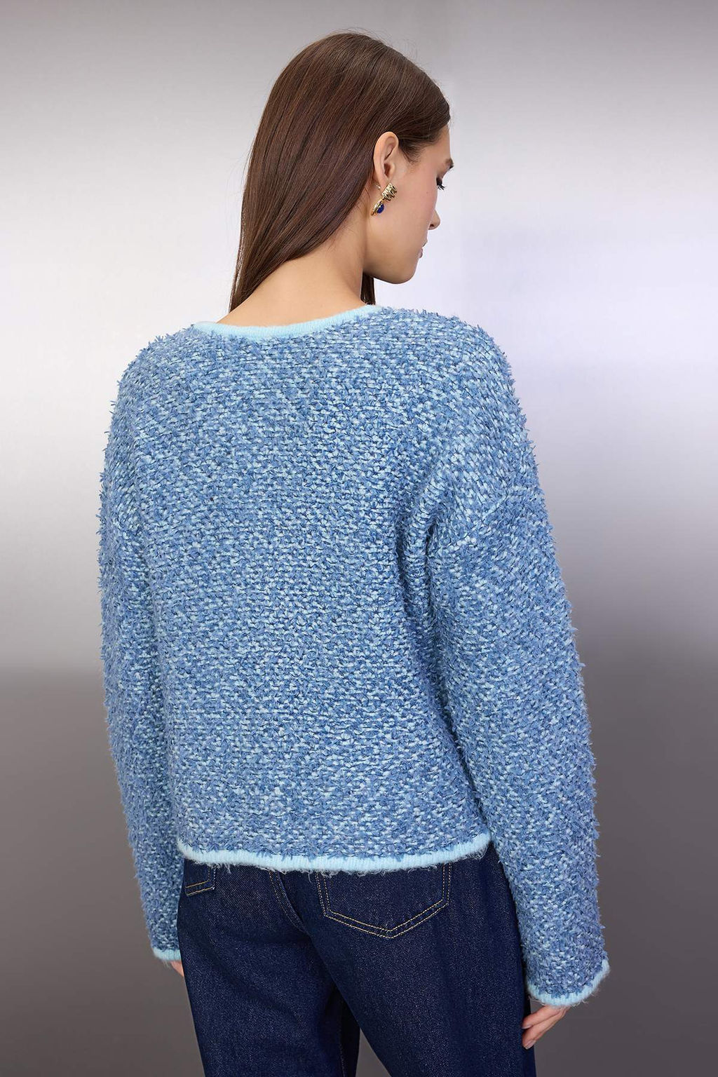 Mavi Yumusak Dokulu Dugme Detayl? Triko H?rka TWOAW26HI00267 - Trendyolmilla фото 4