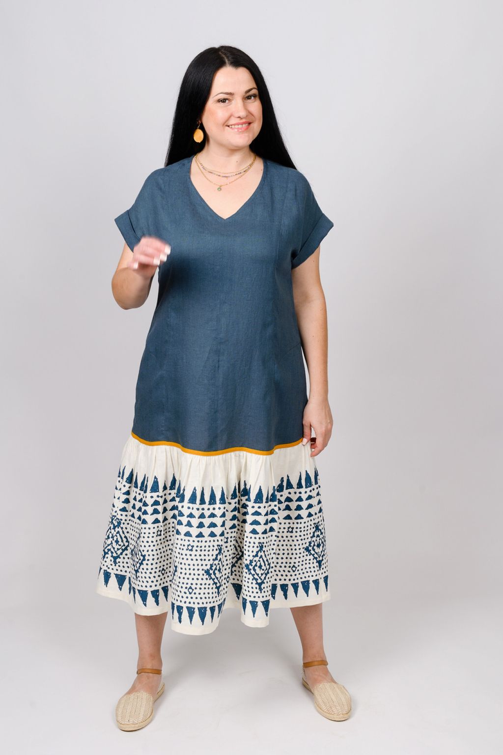 Ярусное платье из  100% умягченного льна - Новый лен фото 5