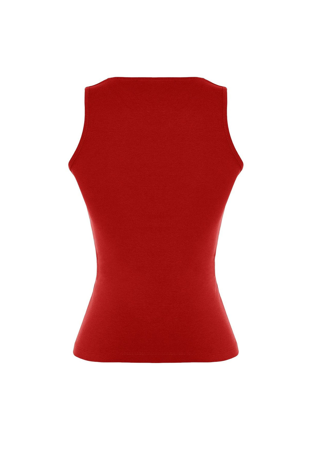 K?rm?z? Pamuklu Halter Yaka Fitted/Vucuda Oturan Esnek Orme Atlet TWOSS23AL00069