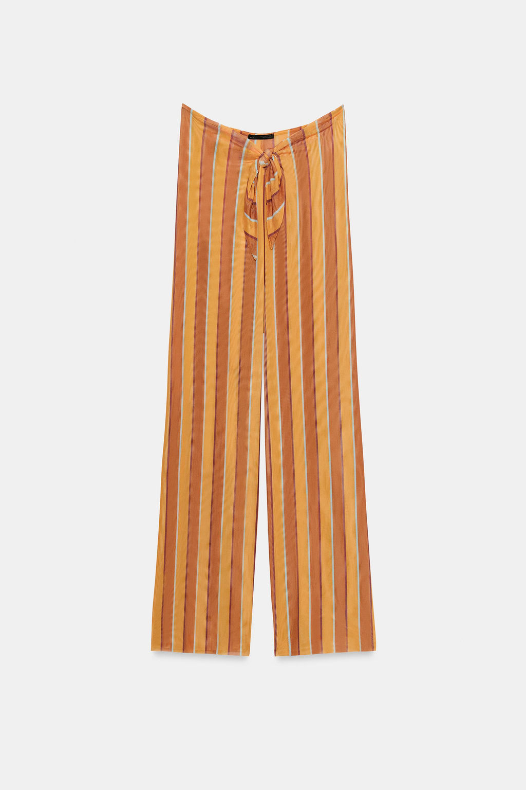 PANTAL?N PAREO TUL ESTAMPADO RAYAS / Naranja quemado - Zara фото 3