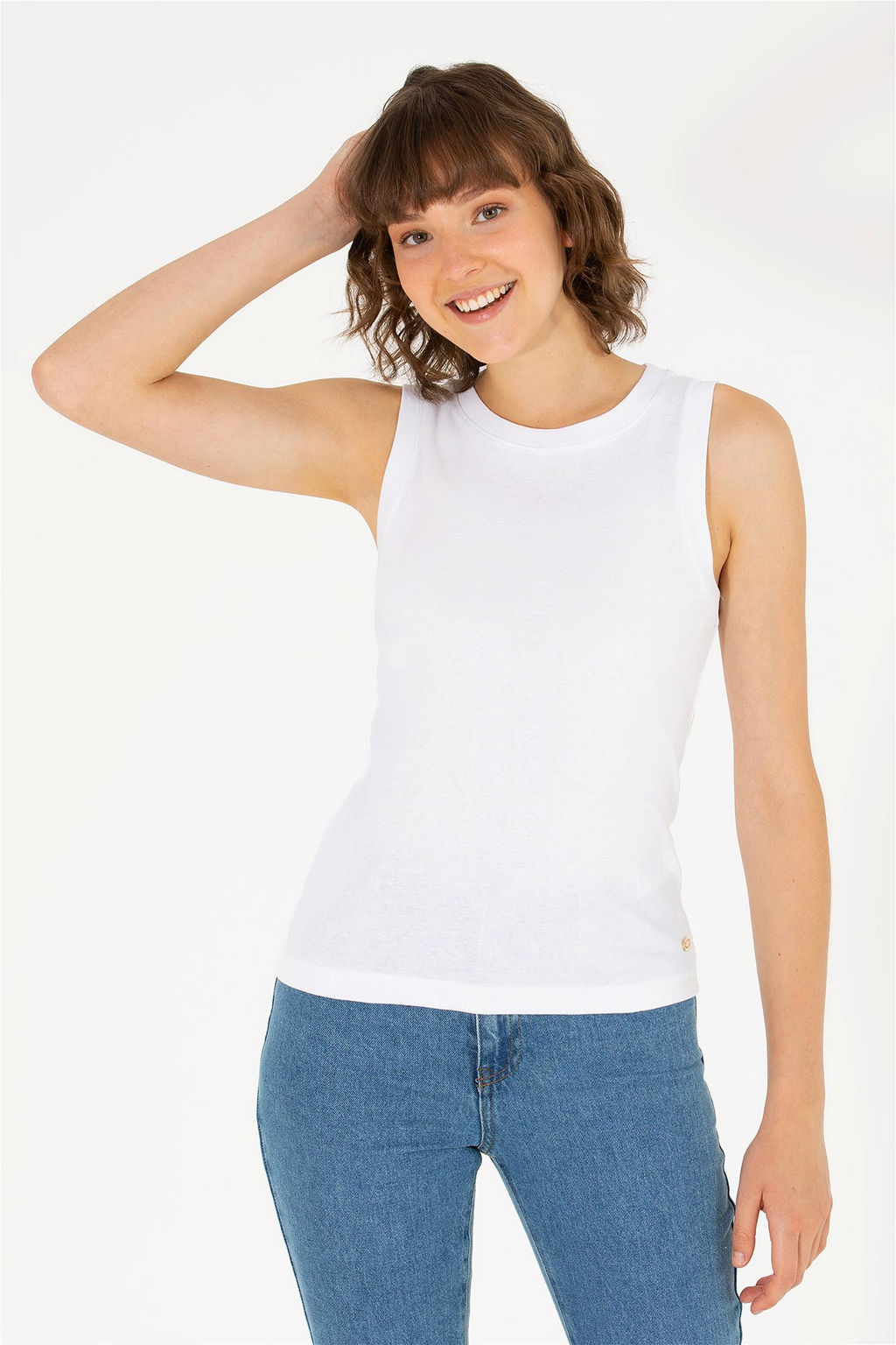 U. S. Polo Assn Женская белая базовая футболка без рукавов с круглым вырезом - U.s. polo assn фото 8