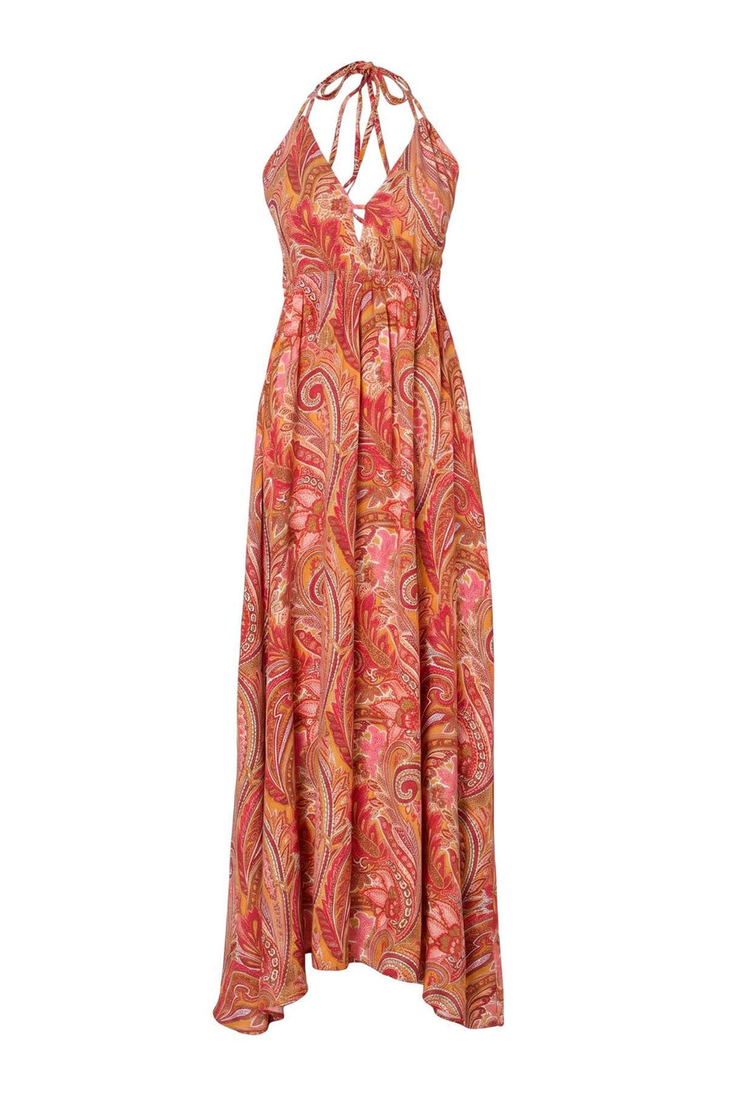 Bordo-Cok Renkli Sal Desenli Ask?l? Midi Dokuma Elbise TWOSS26EL00318