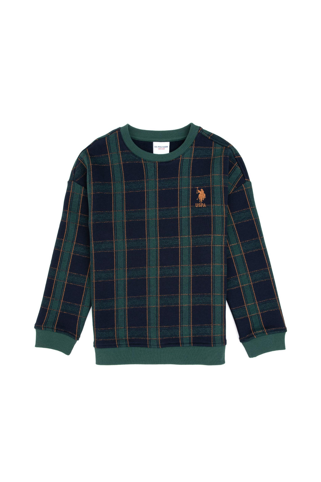 Erkek _ocuk Koyu Ye_il Bisiklet Yaka Sweatshirt