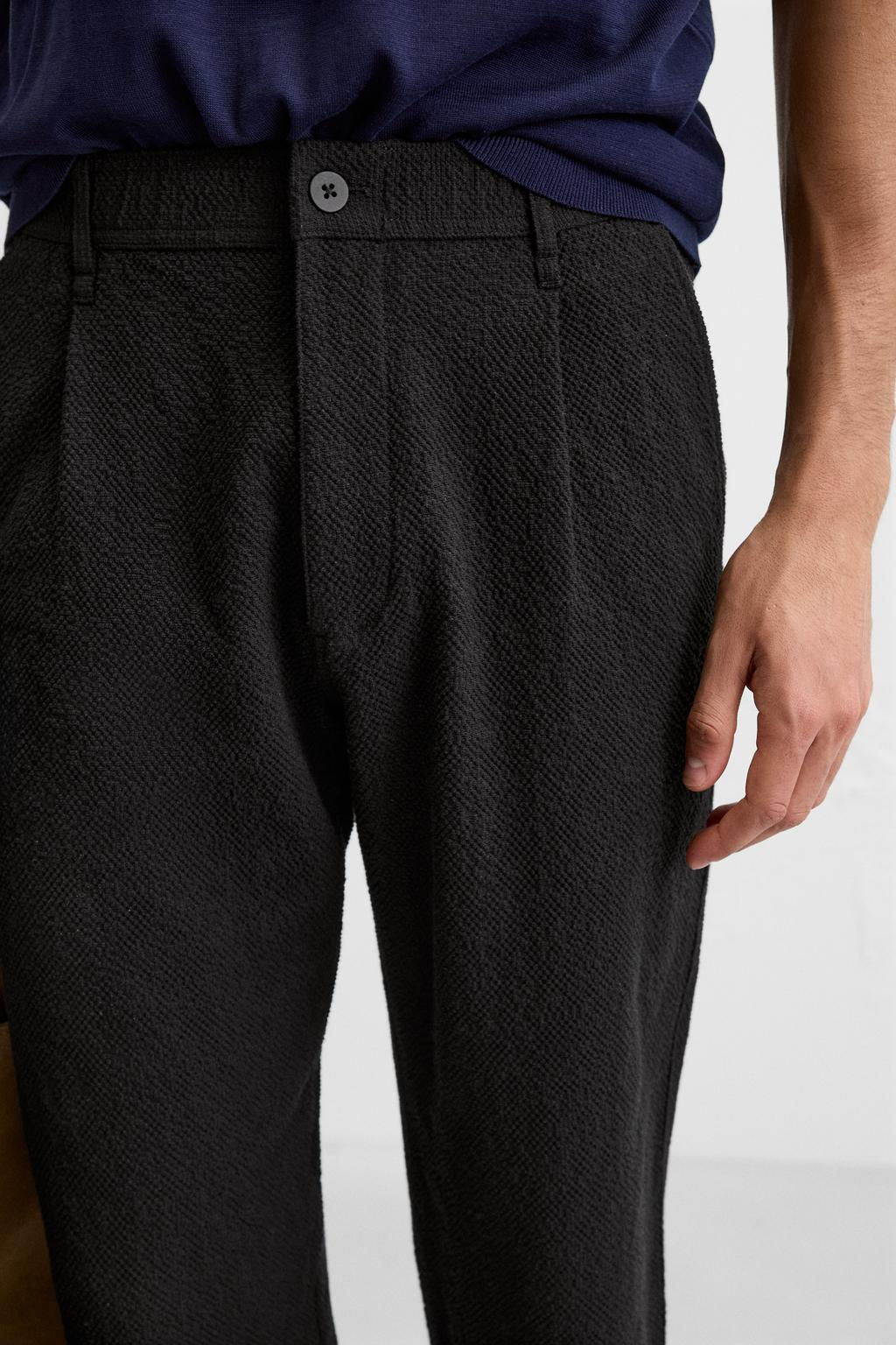 TEXTURED PLEATED TROUSERS - Zara фото 14