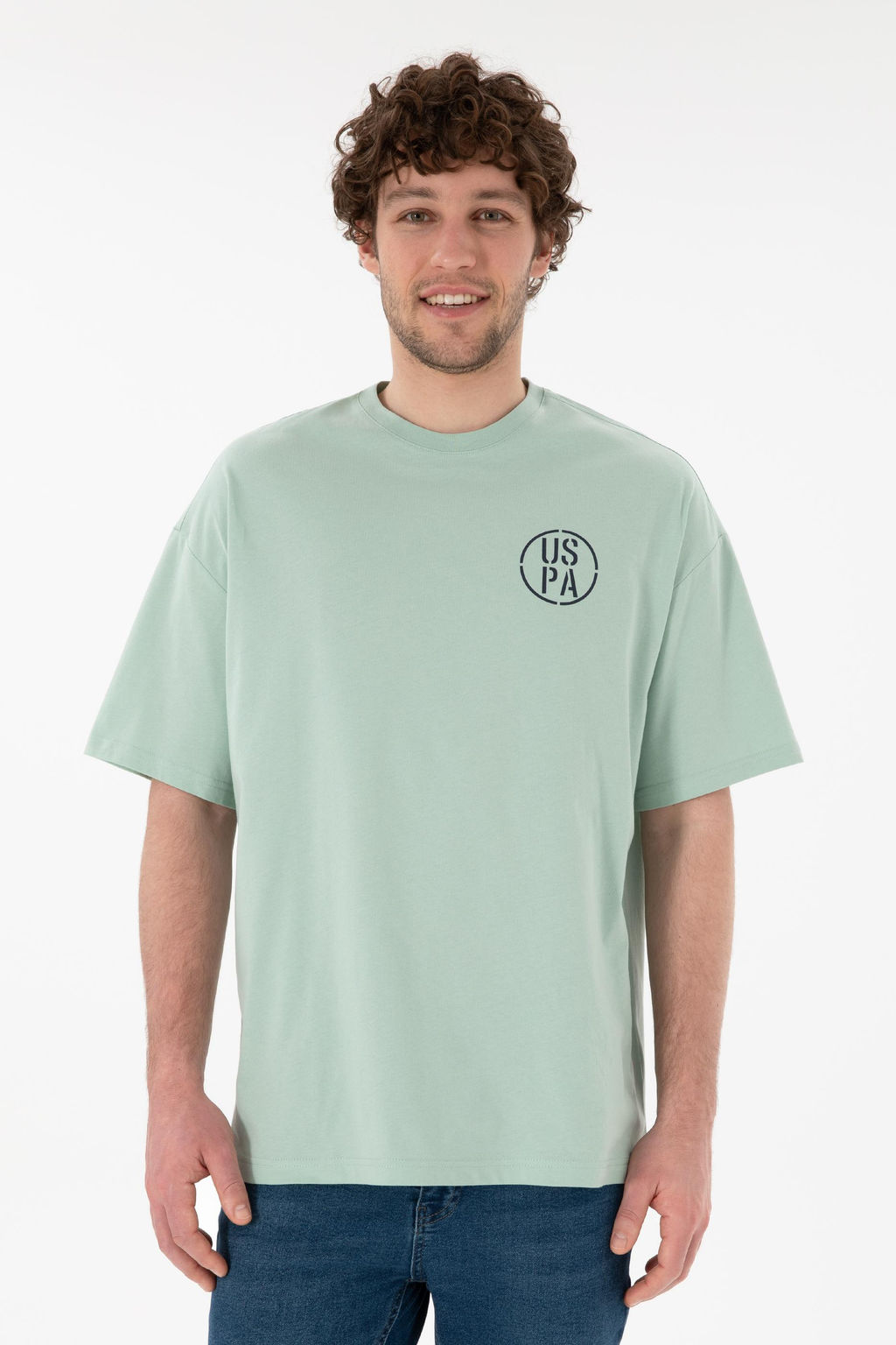 Erkek Oversize Fit Bisiklet Yaka Su Ye_ili Ti__rt Sepette S_rpriz _ndirim - U.s. polo assn фото 2