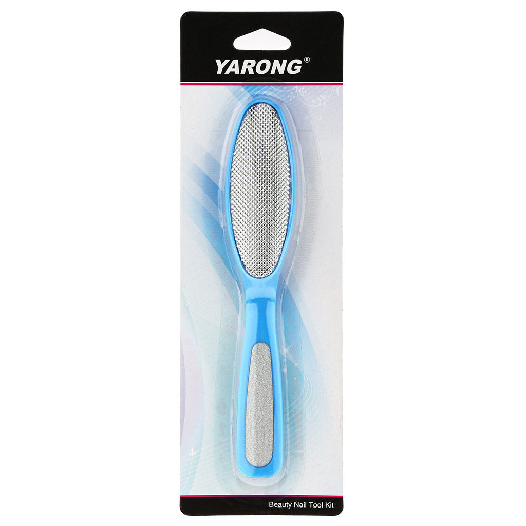 Терка педикюрная для ног металлическая 17,2х3,2х1,8см, пластмассовое основание с наждачной вставкой, цвета в ассортименте: розовый, голубой, фиолетовый, в блистере (Китай) - Домашняя мода фото 2