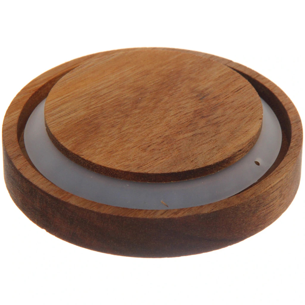 Банка для продуктов стеклянная 1300мл "Хай-Тек" с крышкой из акации 9*25см