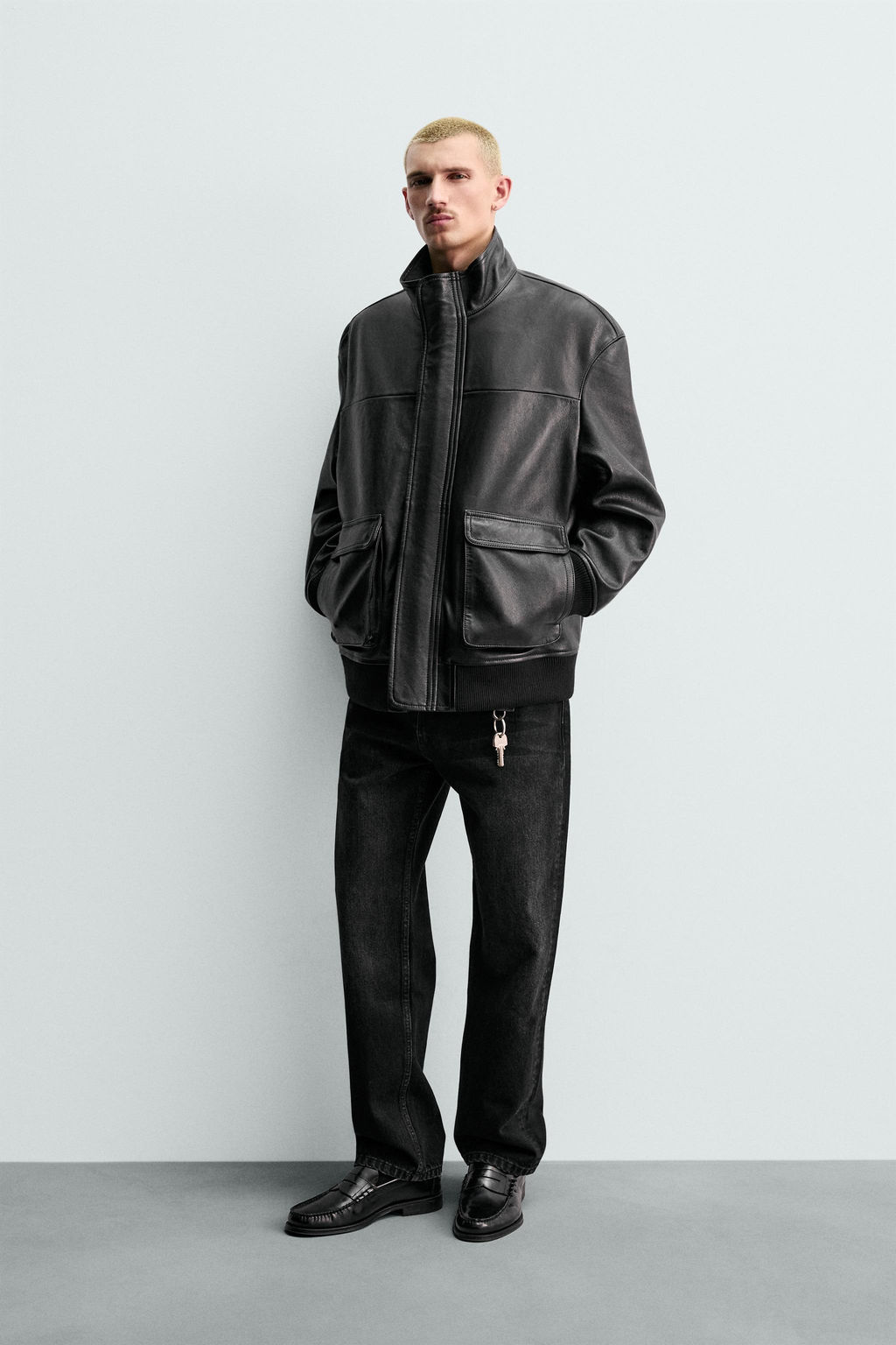 RELAXED FIT LEATHER JACKET ORIGINS - Zara фото 9