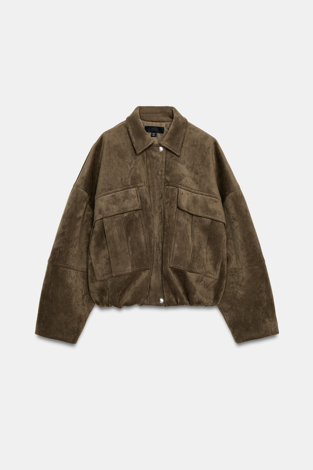 OVERSIZE FAUX SUEDE BOMBER JACKET WITH HOODIE - Zara фото 21