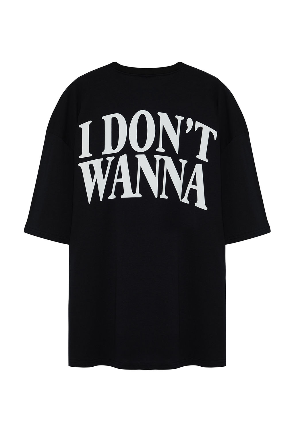 Buyuk Beden Siyah Oversize Yaz? Bask?l? %100 Pamuklu T-shirt TMNSS24BF00031