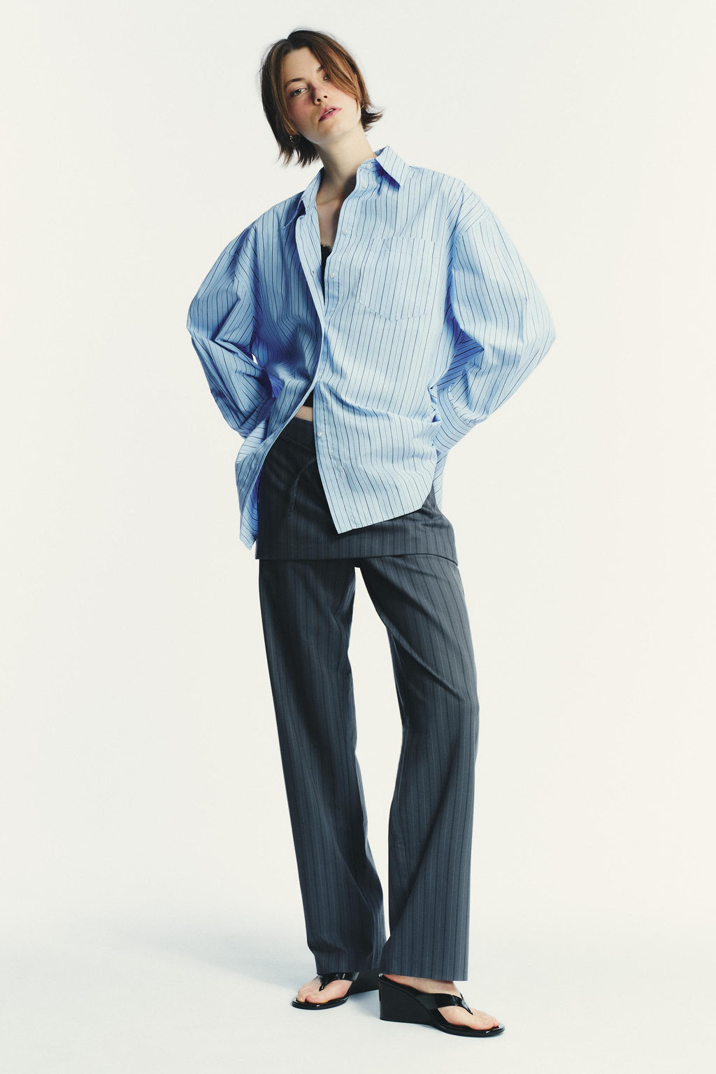 OVERSIZE STRIPED POPLIN SHIRT - Zara фото 12