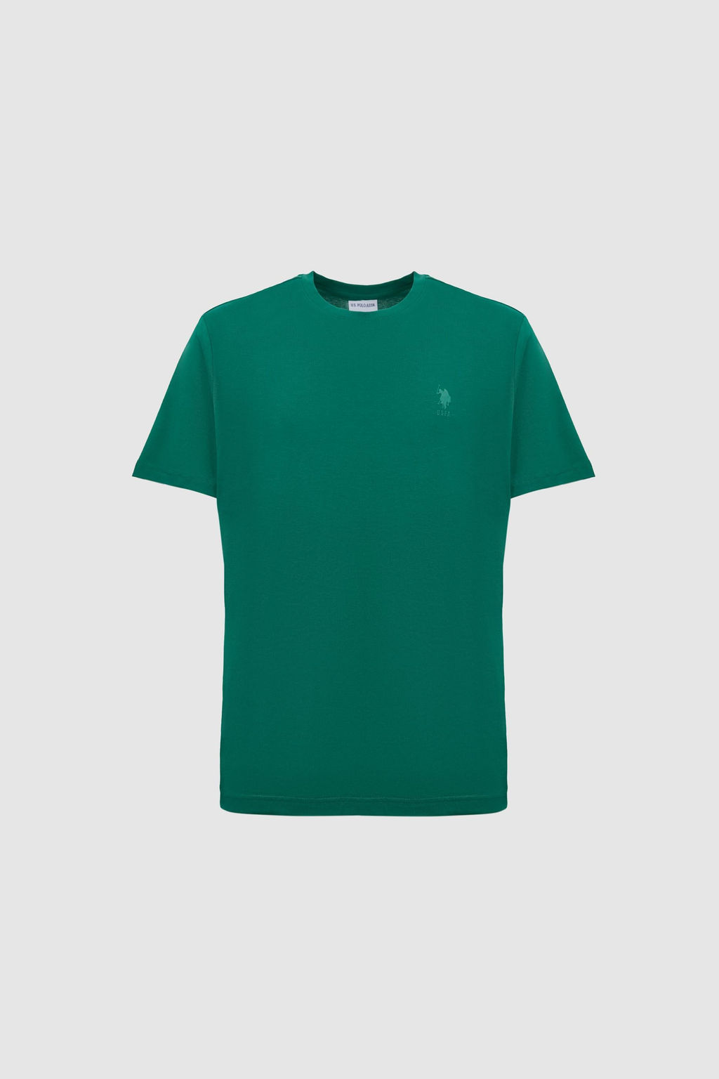 Erkek Regular Fit Bisiklet Yaka Koyu Ye_il Basic Ti__rt