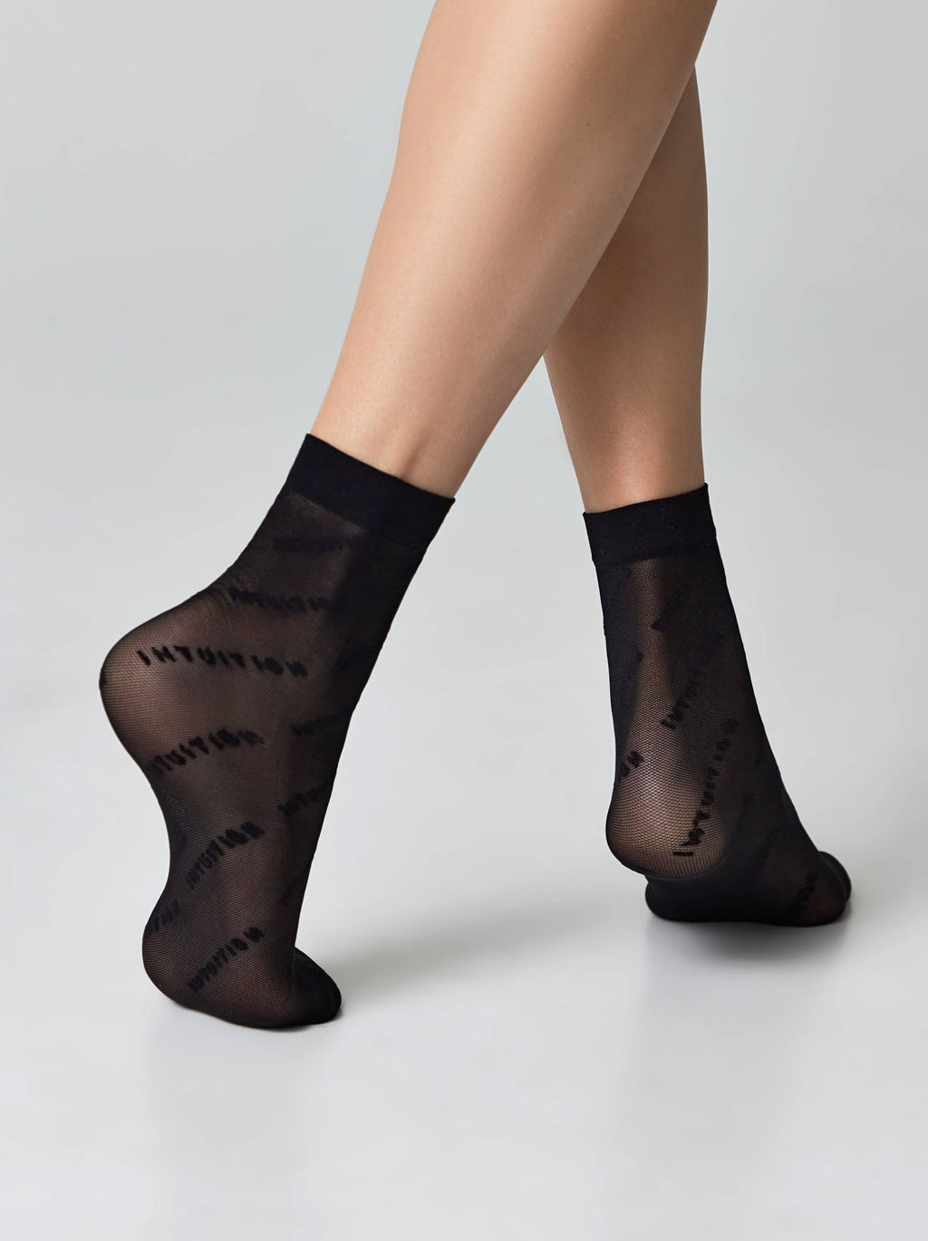 Цена за 2 пары. Носки Классические CONTE FANTASY Носки с эффектом мелкой сетки и надписями Intuition nero - Conte elegant фото 3
