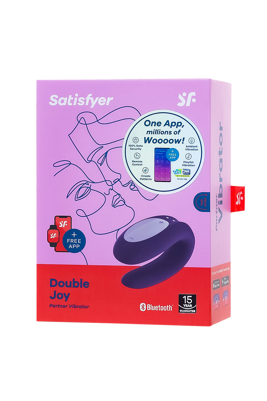Многофункциональный стимулятор для пар Satisfyer Partner Double Joy, силикон, фиолетовый, 18 см.  фото 7
