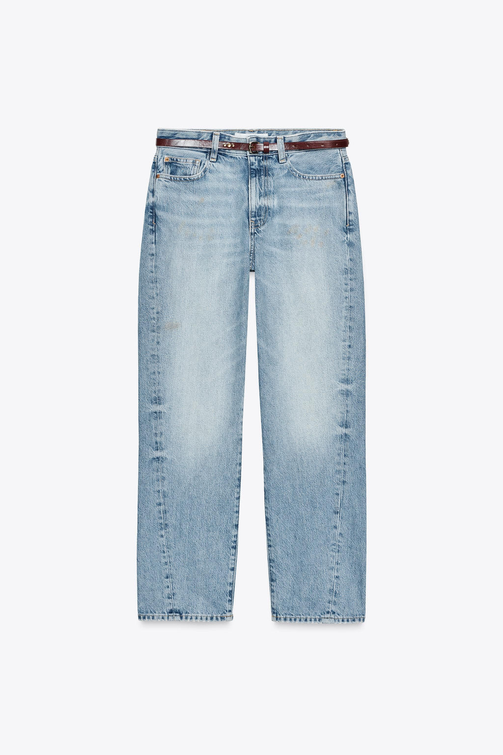 Z1975 NEW MOM FIT VINTAGE LOOK HIGH-WAIST BELTED JEANS - Zara фото 6