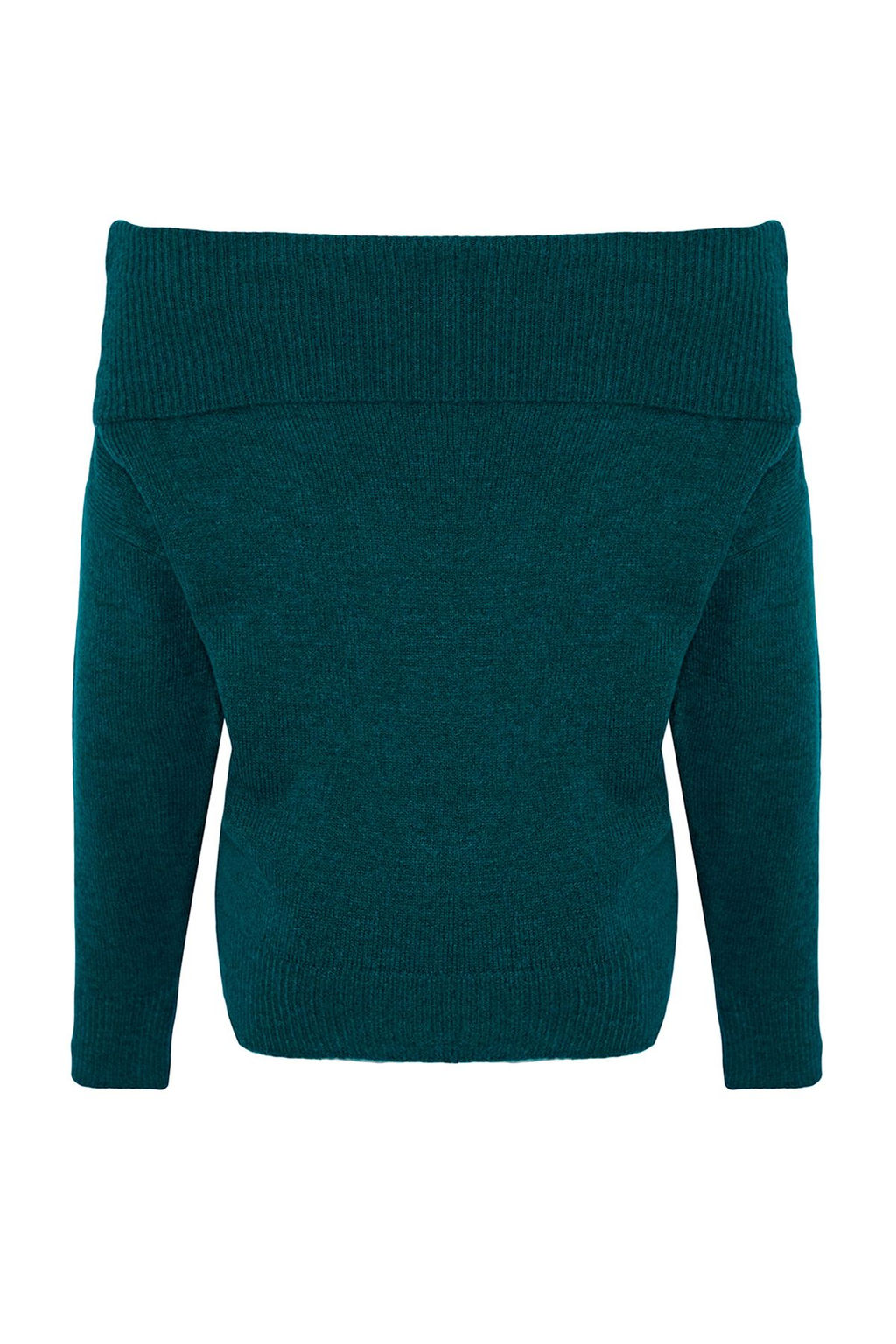 Zumrut Yesili Yumusak Dokulu Carmen Yaka Triko Kazak TWOAW20KZ1519