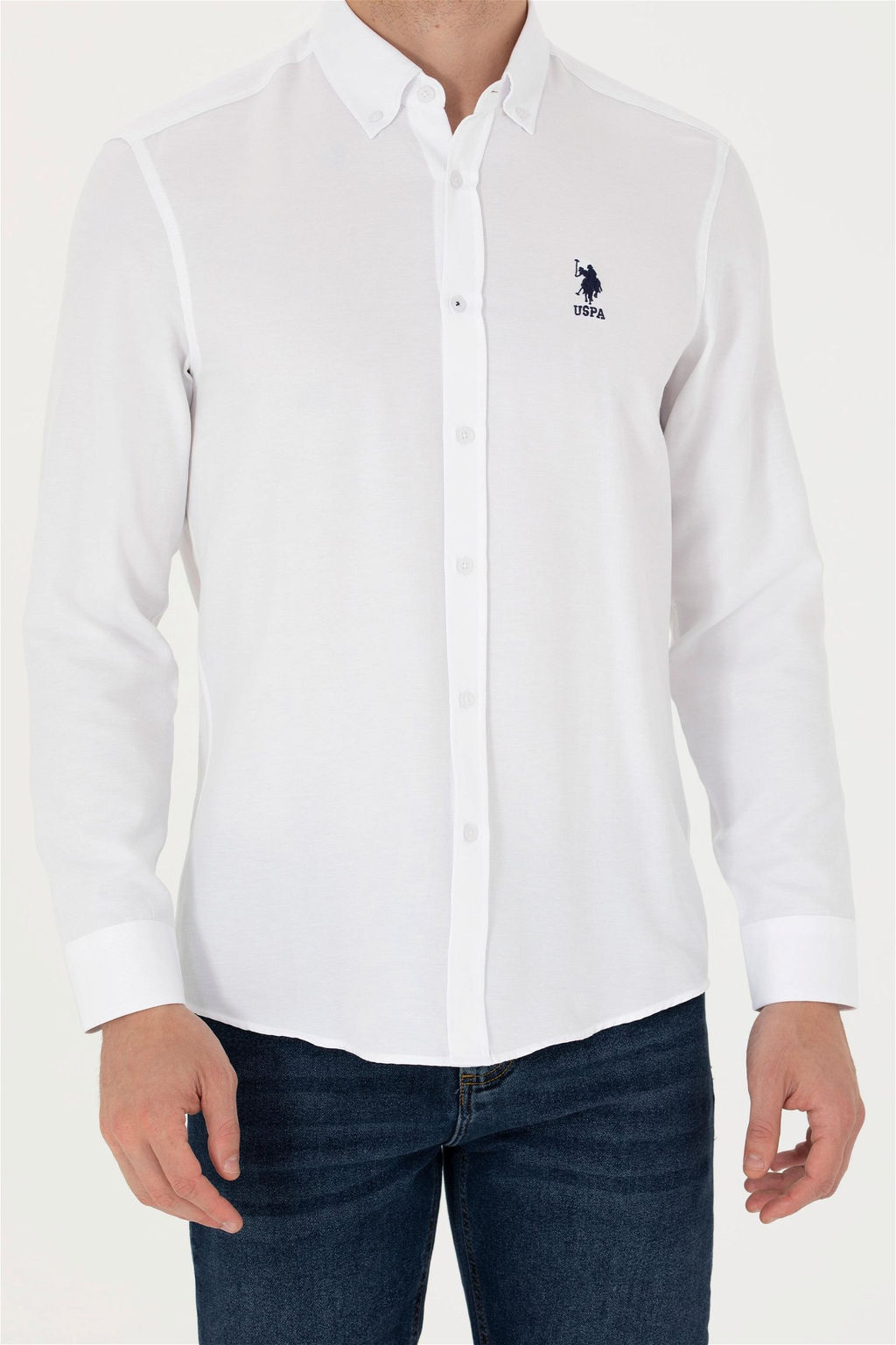 U. S. Polo Assn / Мужская белая базовая рубашка с длинным рукавом - U.s. polo assn фото 6