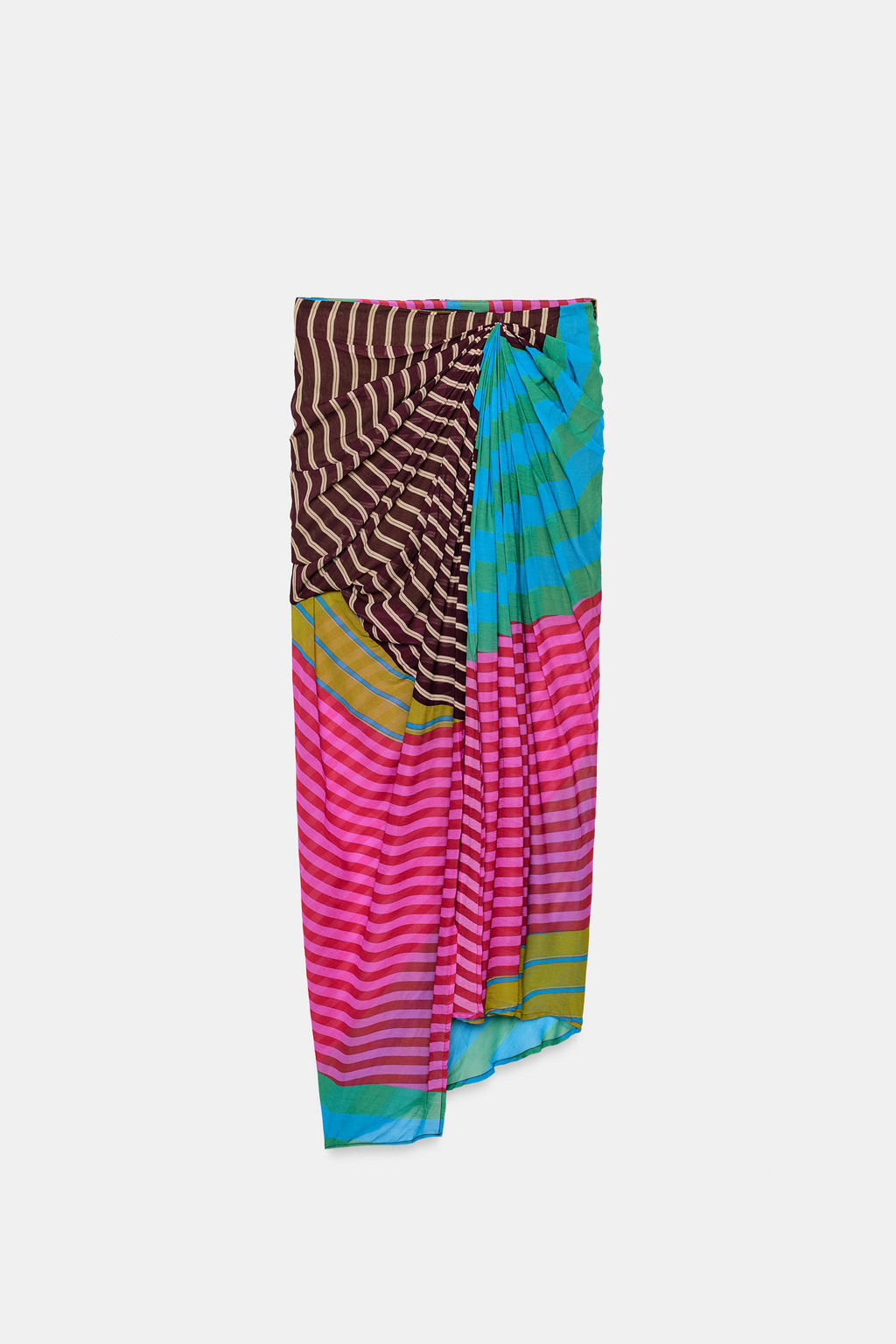 FALDA PAREO DRAPEADA ESTAMPADO RAYAS / Multicolor - Zara фото 7