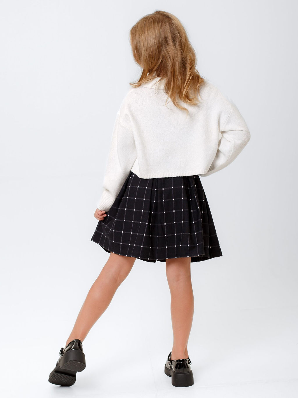 Юбка Татьяна, цвет т.Синий(Клетка-точка), 78%х/б,16%пэ,6%л - 5+ фото 3