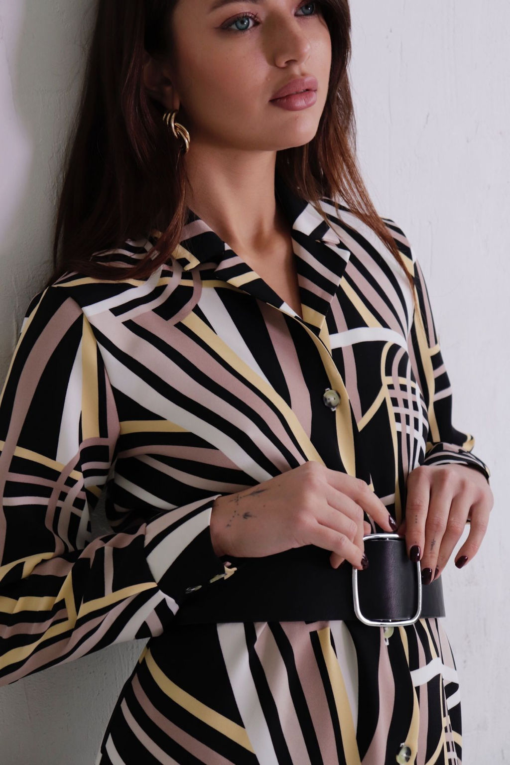 Платье-рубашка с английским воротником принт - Martichelli фото 47