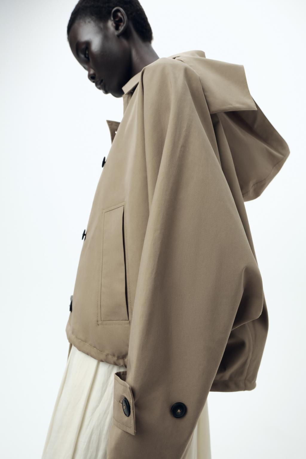 ZW COLLECTION SHORT HOODED TRENCH COAT - Zara фото 5
