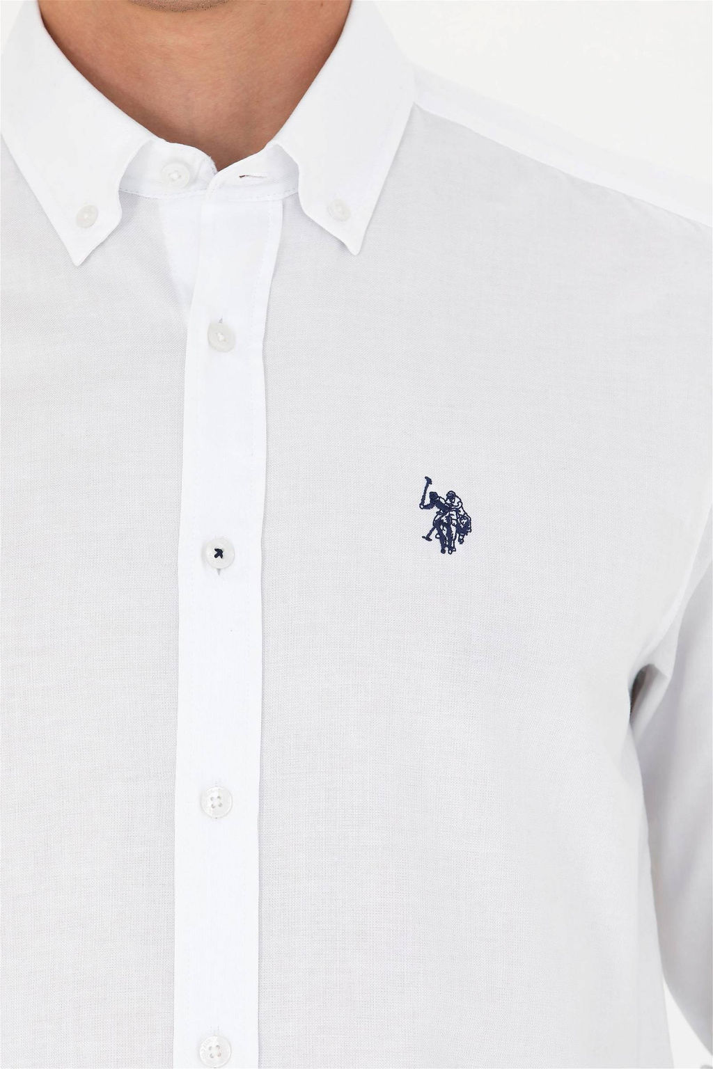 Мужская белая базовая рубашка с длинным рукавом - U.s. polo assn фото 7
