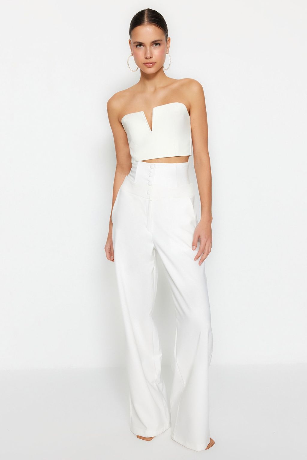 TRENDYOLMILLA Siyah Korse Detayl? Dokuma Pantolon TPRSS23PL00033