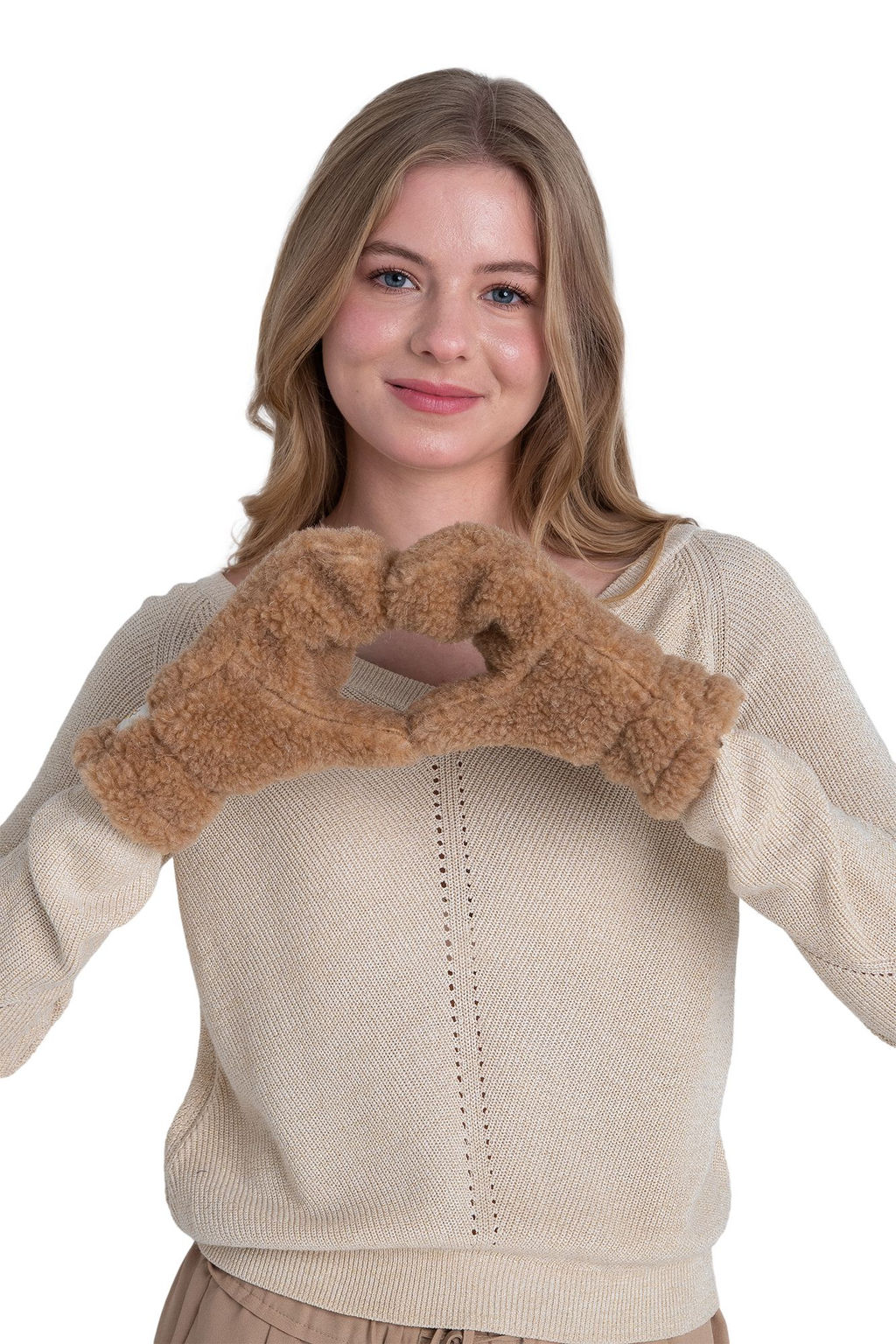 Варежки меховые на резинке ВАНИЛЬ - Woollamb фото 50