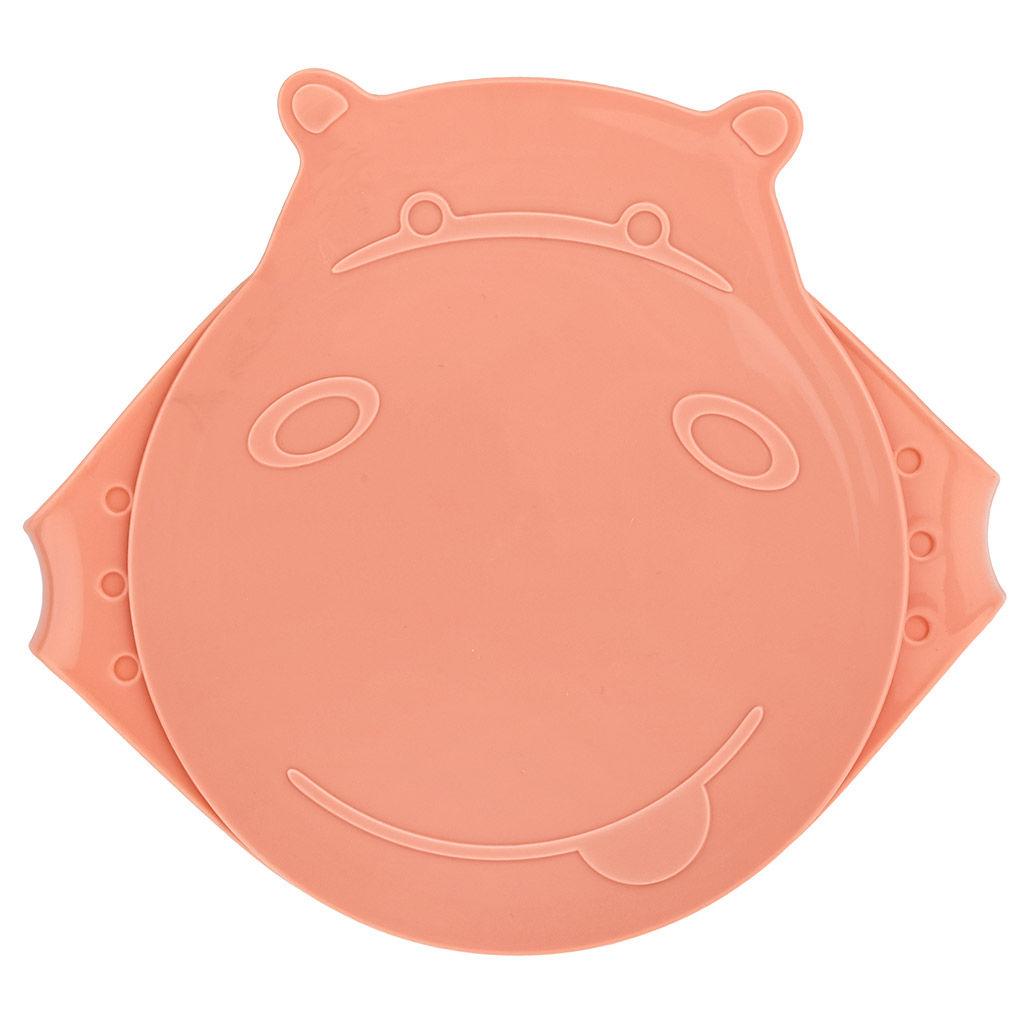 Lalababy Тарелка глубокая пластмассовая Play with Me Hello, Hippo! 450мл, 170х150х55мм, с крышкой, персиковая карамель (Россия) - Домашняя мода фото 3