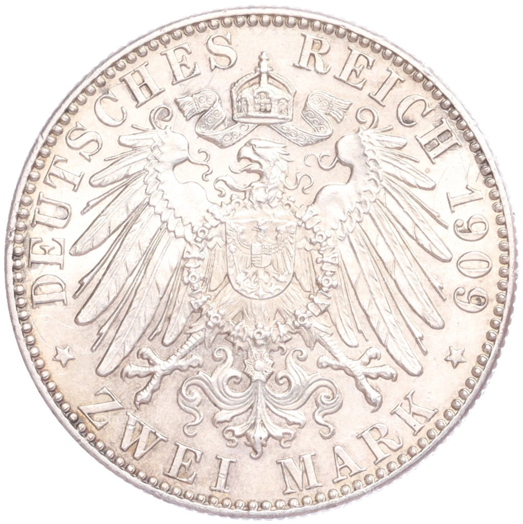 2 марки 1909 года Германия (Саксония) 500 лет Лейпцигскому университету