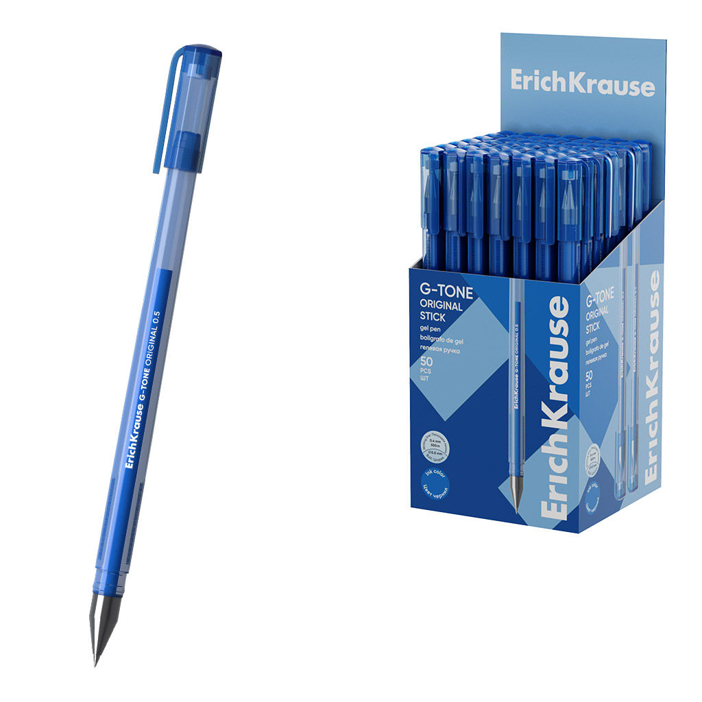 Цена за 50 шт. Ручка гелевая ErichKrause G-Tone Stick Original 0.5, цвет чернил синий (в коробке по 50 шт.)