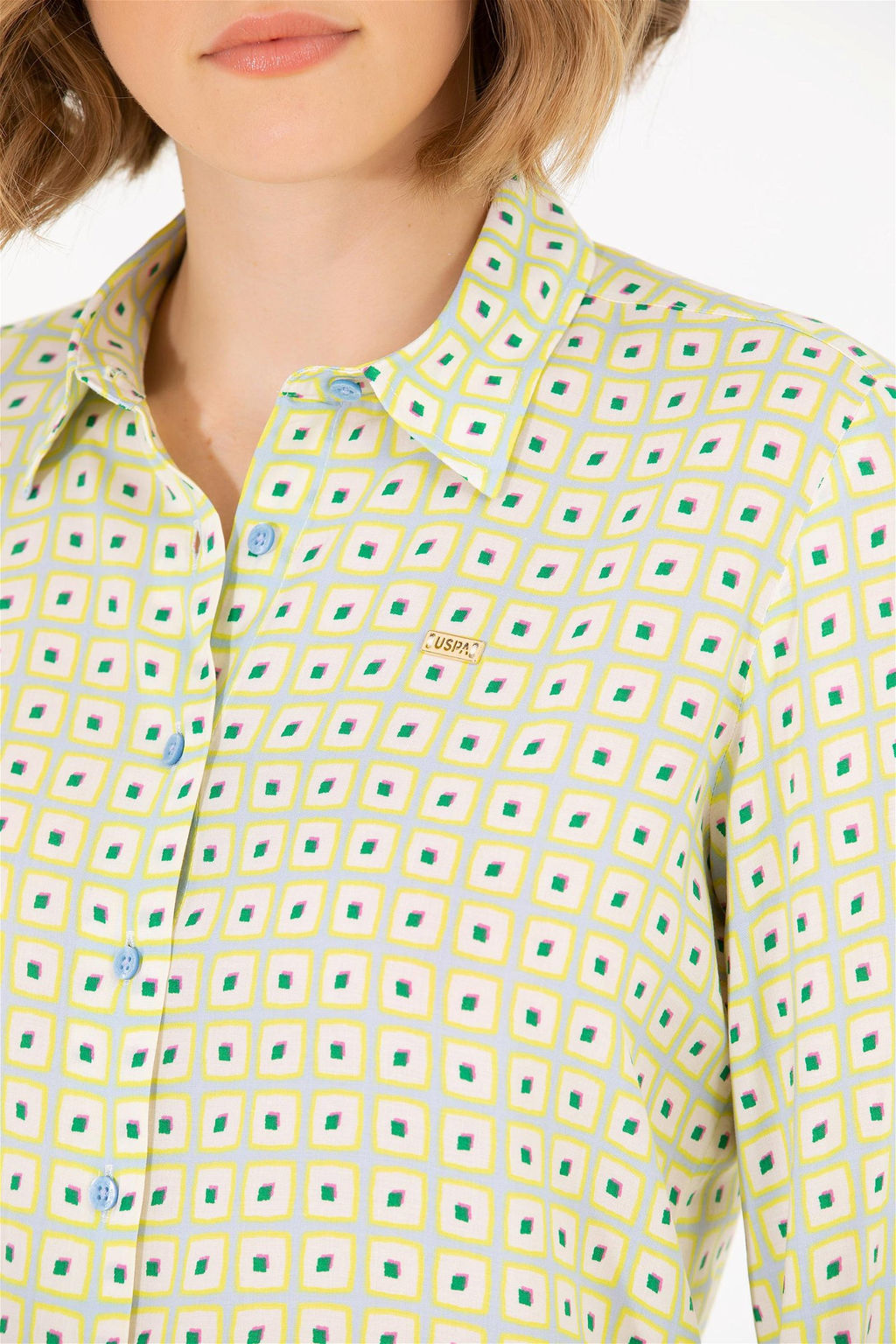 Женская синяя рубашка с длинным рукавом Неожиданная скидка в корзине - U.s. polo assn фото 7