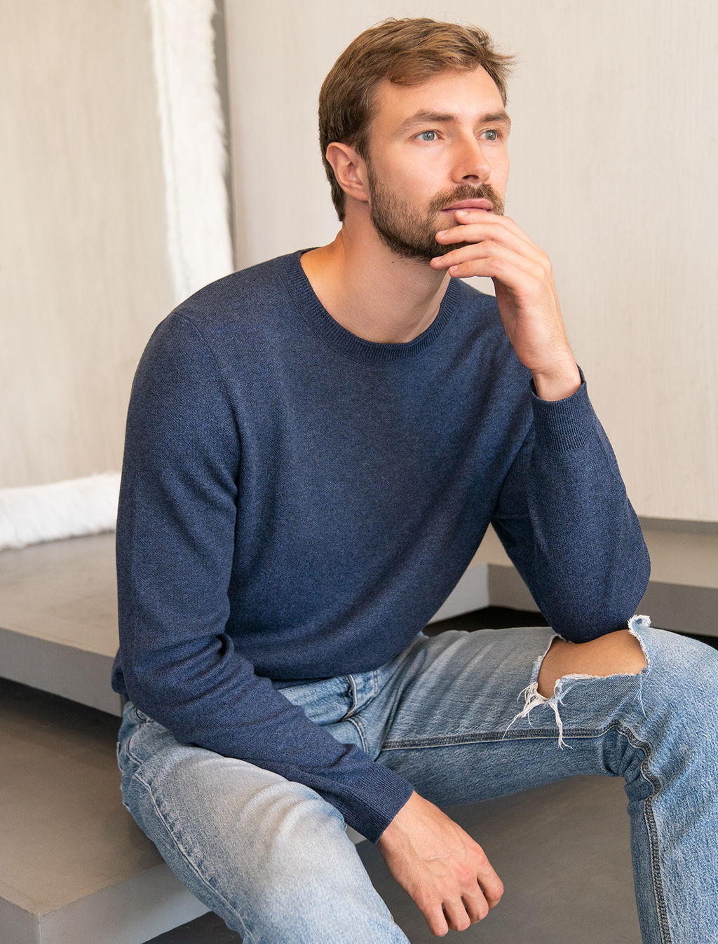 VILATTE / Базовый джемпер тонкой вязки из хлопка  фото 5